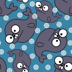 Animals seamless doodle cartoon seal pattern for wrapping and clothes print and kids and fabrics and packaging