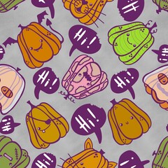 Halloween carnival cartoon seamless pumpkins pattern for kids accessories and clothes print and wrapping and fabrics