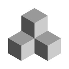 Basic Geometrical Arrangement with a Set of Monochrome Gray Cubes Stapled on Eachother in 3D Perspective Style. Vector Image.