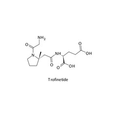 Trofinetide  molecule flat skeletal structure, Tyrosine kinase - EGFR inhibitor used in research Vector illustration on white background.