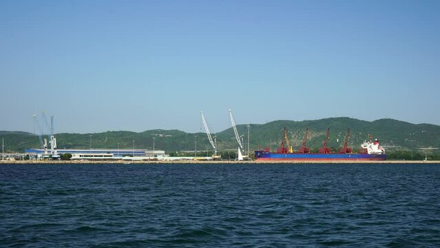 view of the port of Monfalcone in the gulf of Trieste