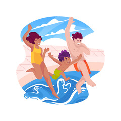 Obraz premium Jumping to the pool isolated cartoon vector illustration.