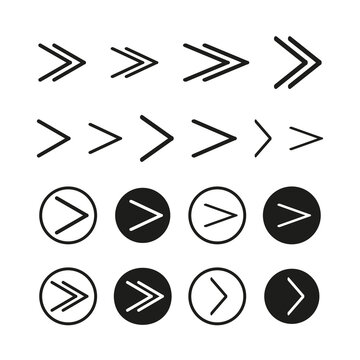 Different arrows. Icon set. Flat design. Computer interface. Arrow pointer, mouse cursor. Vector illustration. Stock image. 