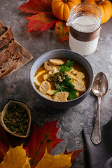 autumn pumpkin soup in a bowl