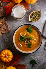 autumn pumpkin soup in a bowl