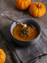 autumn pumpkin soup in a bowl