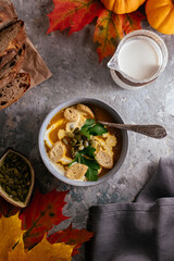 autumn pumpkin soup in a bowl