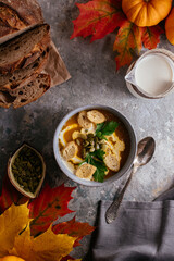 autumn pumpkin soup in a bowl