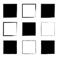 Sketch brush squares. Geometric art. Vintage graphic set. Vector illustration. Stock image.