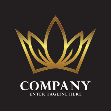 crown, king, leaf, lotus, logo design