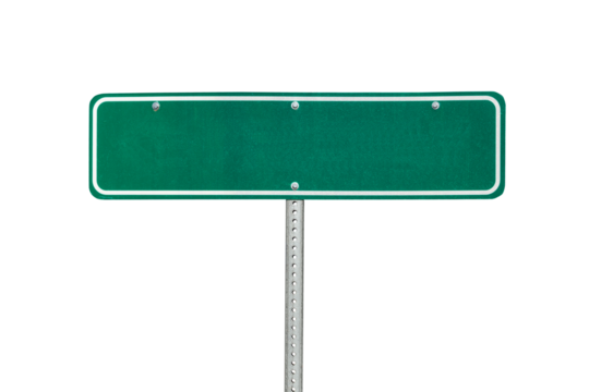 Blank green directional sign isolated.