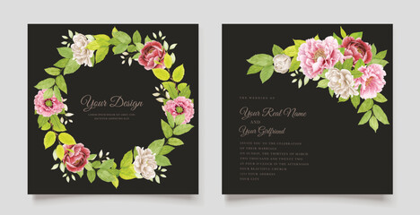 watercolor peonies border and frame background design 