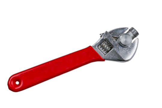 red wrench isolated on white background