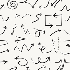 Arrow icon set isolated on white background. Doodle arrow set