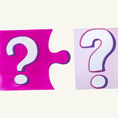 watercolor puzzle and question mark
