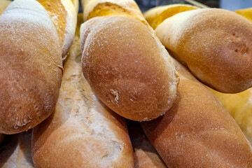 Fresh fragrant tasty baguette. Fresh bakery.