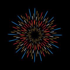 Hand drawn firework explosion.sunburst doodle illustration 