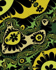 Fractal Graphical Abstract Painting Art Background Texture,Colorful Geometrical Artwork Poster,Modern Conceptual Print,3D Rendering,Illustration