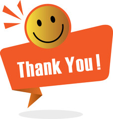 Thank you sign isolated on white background. Red banner thank you.