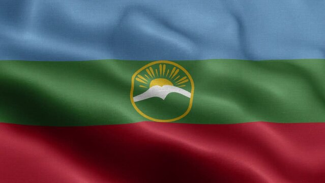 Flag Of Karachay Cherkessia - Karachay Cherkessia Flag High Detail - National flag Karachay Cherkessia wave Pattern loopable Elements - Fabric texture and endless loop - The flag of fluttering in the
