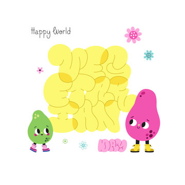 Happy World Vegetarian Day flop lettering (ullucos and flowers).