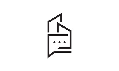 logo chat building. architecture and talk bubble logo icon vector inspiration