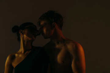 person in the studio. Sexy couple. Man and woman. Passion. Love concept. 