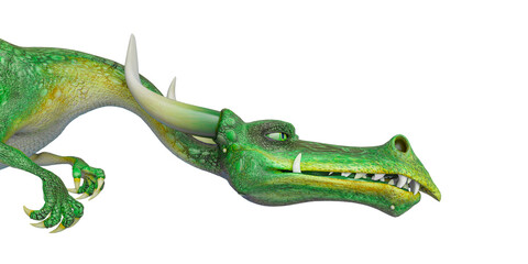 Naklejka premium dragon cartoon planing attack side view close up