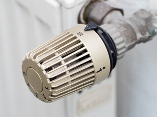 Close-up of the thermostat of a radiator. Nobody, concept, heater.