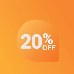 20% off Sale banner offer ad discount promotion vector banner. price discount offer. season sale promo sticker colorful background