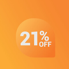 21% off Sale banner offer ad discount promotion vector banner. price discount offer. season sale promo sticker colorful background