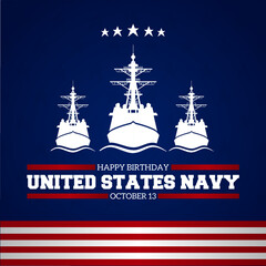 Happy birthday United States Navy vector illustration. Suitable for Poster, Banners, background and greeting card. 