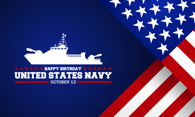 Happy birthday United States Navy vector illustration. Suitable for Poster, Banners, background and greeting card. 