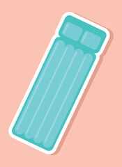 Blue air mattress icon. Inventory for comfortable and safe summer vacation, travel, tourism and adventure. Graphic element for website, sticker for social networks. Cartoon flat vector illustration