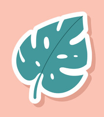 Green leaf icon. Algae, underwater plants and leaves. Floristry and botany. Sticker for messengers and social media. Exotic and tropical countries, summer season. Cartoon flat vector illustration