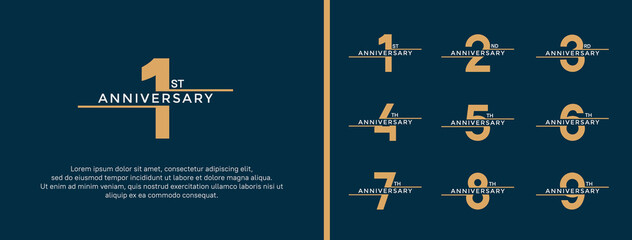 Naklejka premium set of anniversary logo gold and white color on blue background for celebration moment
