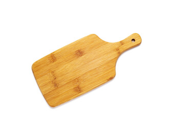 kitchen wooden cutting board isolated on white background. space for text.