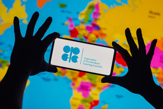 September 27, 2022, Brazil. In this photo illustration, the Organization of the Petroleum Exporting Countries (OPEC) logo seen displayed on a smartphone.