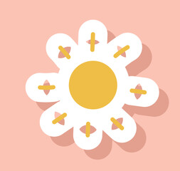 Yellow sun icon. Symbol of summer season and hot weather, poster or banner for website, sticker for social networks. Graphic element for printing on clothes. Cartoon flat vector illustration