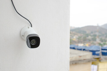 Video Camera CCTV, CFTV security camera, white wall camera, safely recording the external...