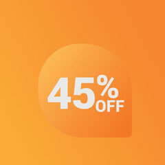 45% off Sale banner offer ad discount promotion vector banner. price discount offer. season sale promo sticker colorful background