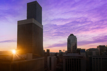 Fototapeta premium USA, Scenic Seattle financial district skyline in the city downtown.
