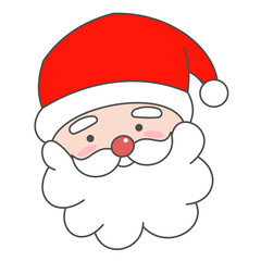 Hand drawn cartoon style various emotions of santa claus head with transparent background for decoration christmas holiday celebration content concept