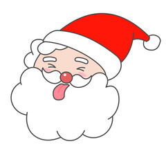 Hand drawn cartoon style various emotions of santa claus head with transparent background for decoration christmas holiday celebration content concept
