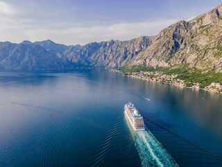 Luxury passenger liner in the bay of Kotor with travel returning after the Covid 19 pandemic...