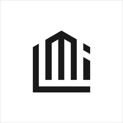 Initial letter LMI home house logo design. Vector illustration of LMI letter home shaped for company. Modern design flat icon template
