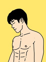 cute man cartoon on yellow background
