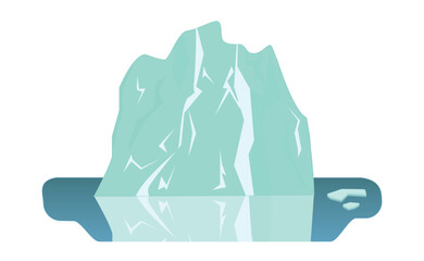 Blue mountains icon. Iceberg in water, glacier. Cold weather and low temperatures. Graphic element for website, poster or banner. Horizontal element of landscape. Cartoon flat vector illustration