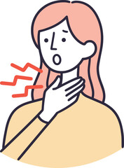 喉に違和感がある女性　シンプルイラスト
