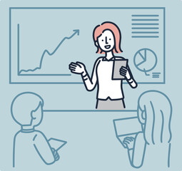 会議する会社員　シンプルイラスト　